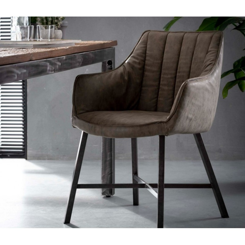 ZI Dining Taupe chair striped steel legs VPE 2